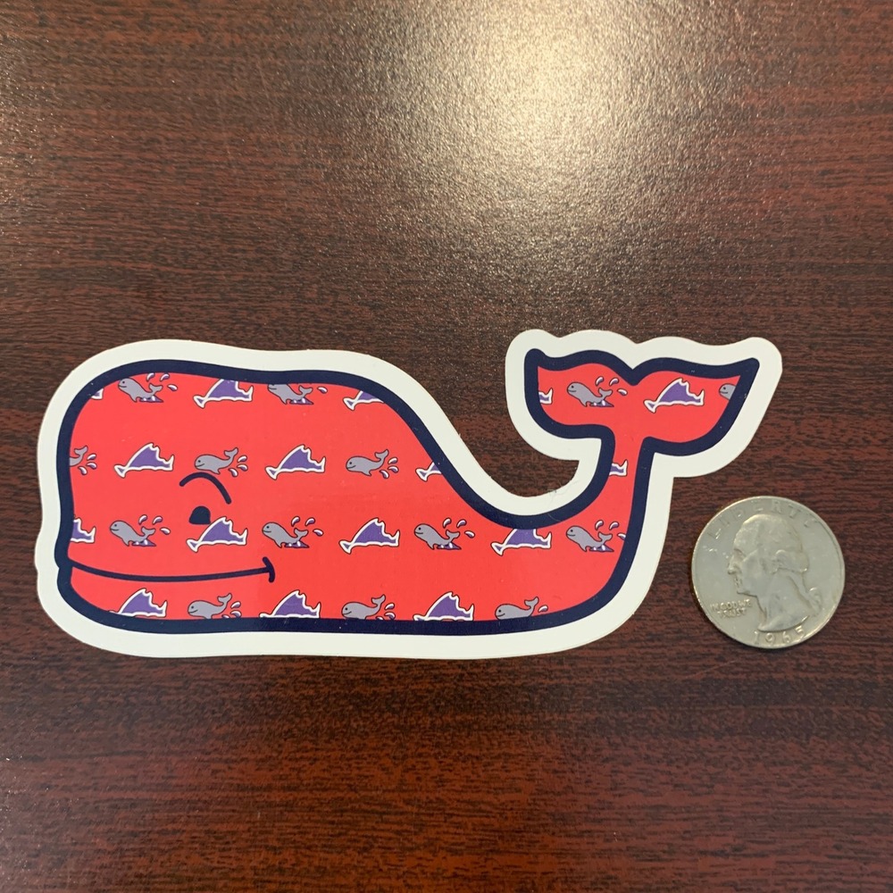 Vineyard Vines 20th Anniversary Whale Sticker Red Tie Pattern Limited Edition